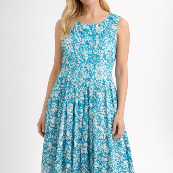 Talbots Turquoise and White Midi Foral Dress - Picture 2 of 10